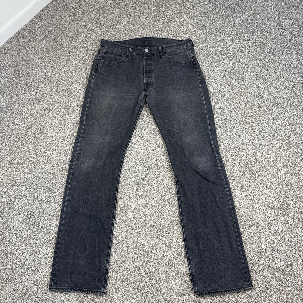 Levis 501 Jeans Mens 34x34 Black Straight Button Fly Denim Y2K Classic